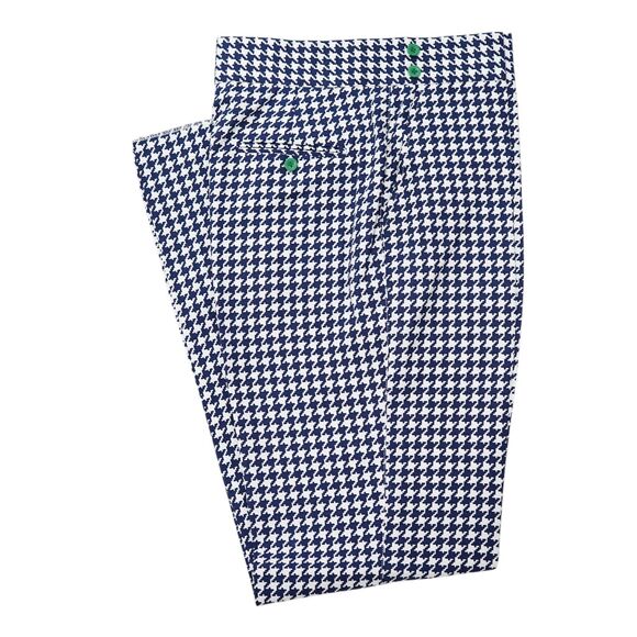 Chiragh Apparel Other - Mens 32 Gurkha Pants Blue White Houndstooth Cotton High Waist Straight Trousers